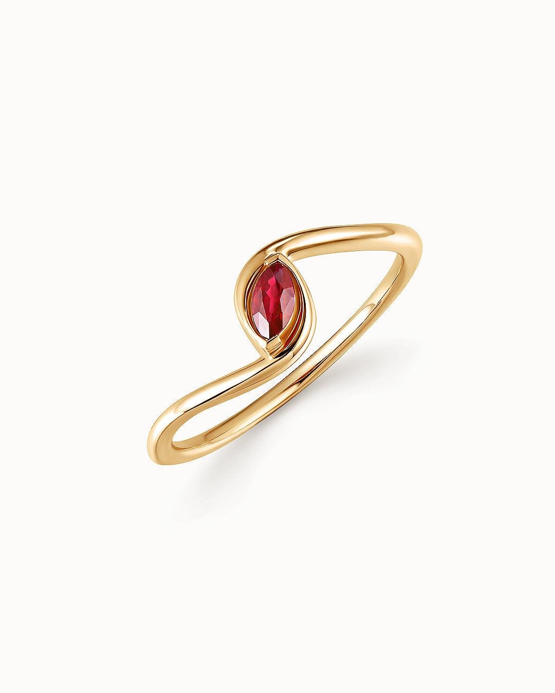 Imagen 4 de Sortija liora élan de rubí en oro amarillo de 18 kt - MUMIT - Rosa Rosa
