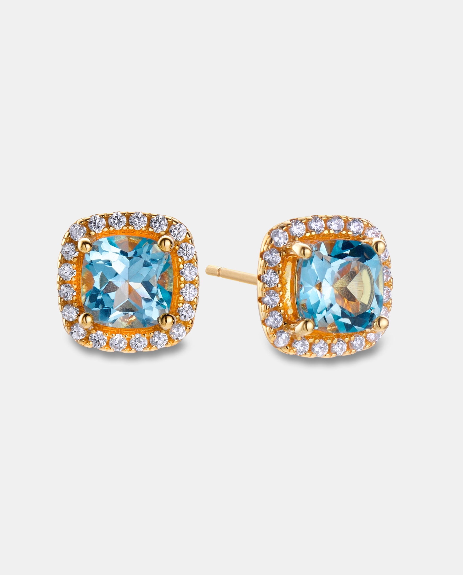 Imagen 1 de Pendientes sisi de plata con topacio sky blue talla cushion con pavé Brillo