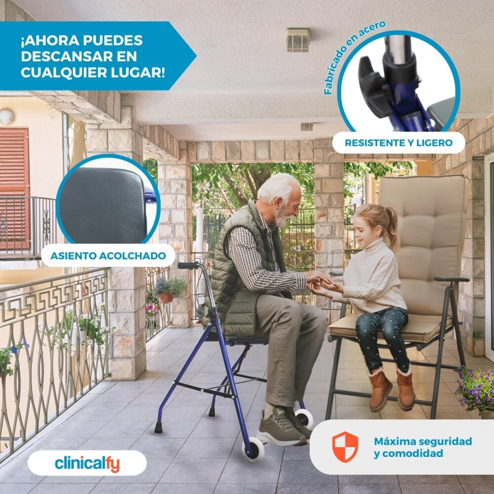 Andador de Altura Regulable Mérida 2 ruedas Azul Clinifcalfy Azul-3