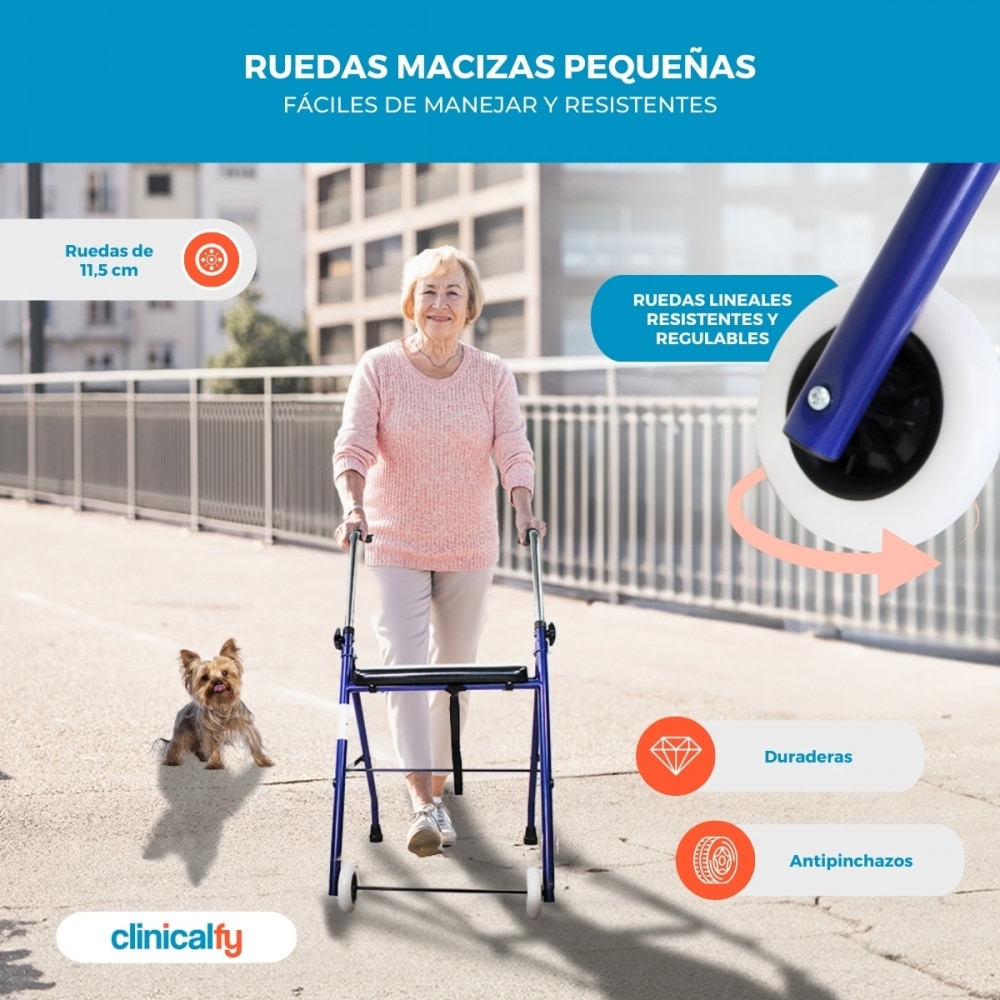Andador de Altura Regulable Mérida 2 ruedas Azul Clinifcalfy Azul-5