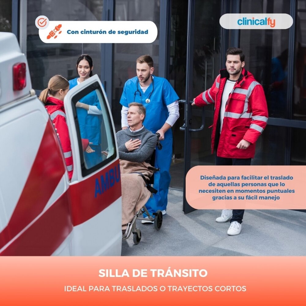 Silla de ruedas para tránsito Júpiter Estrecha Asiento 30 cm Frenos Clinicalfy 3