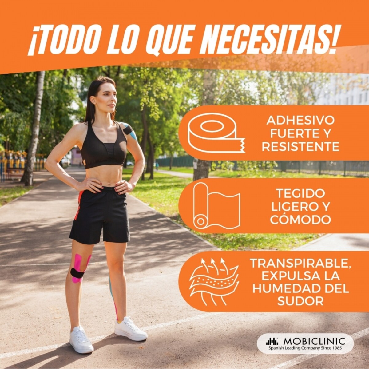 Pack 4 Kinesiotape Mobitape Elásticas Vendaje Kinesiológico Mobiclinic 4