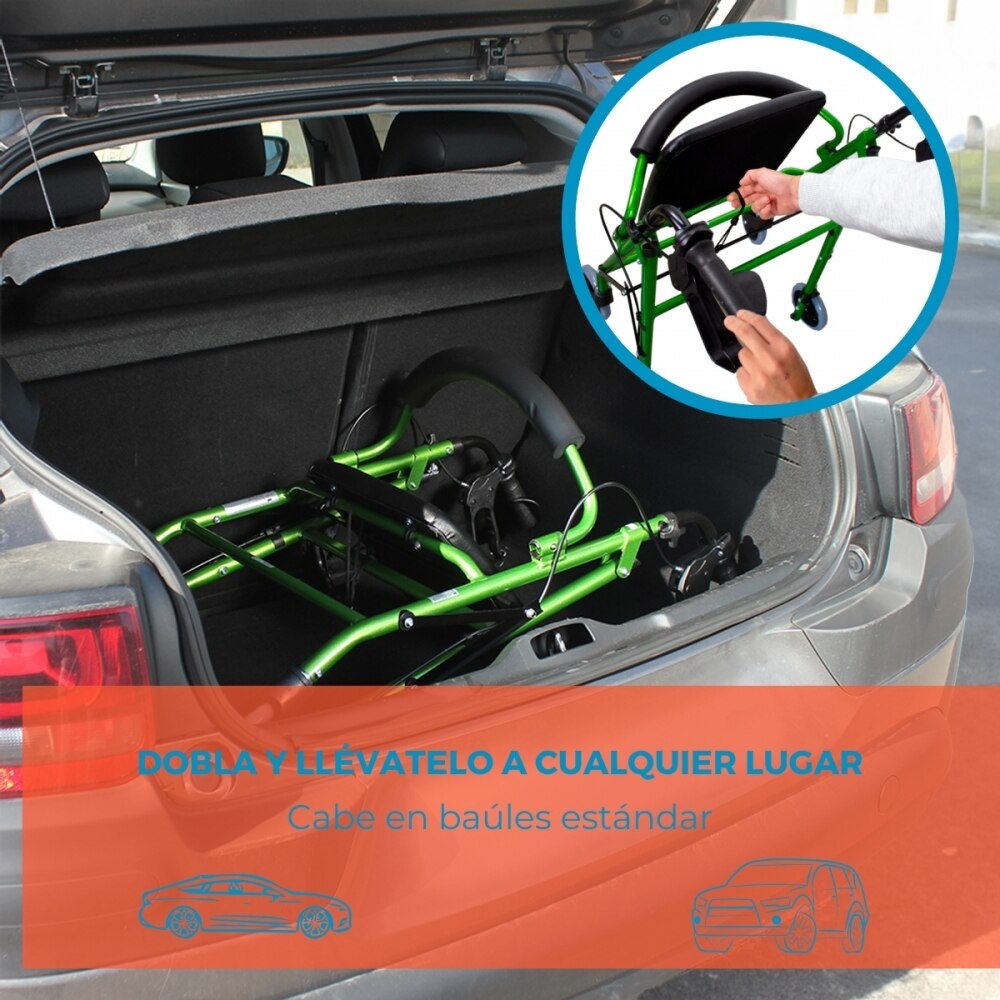 Andador para adultos 4 ruedas con frenos Turia Clinifcalfy Verde-4
