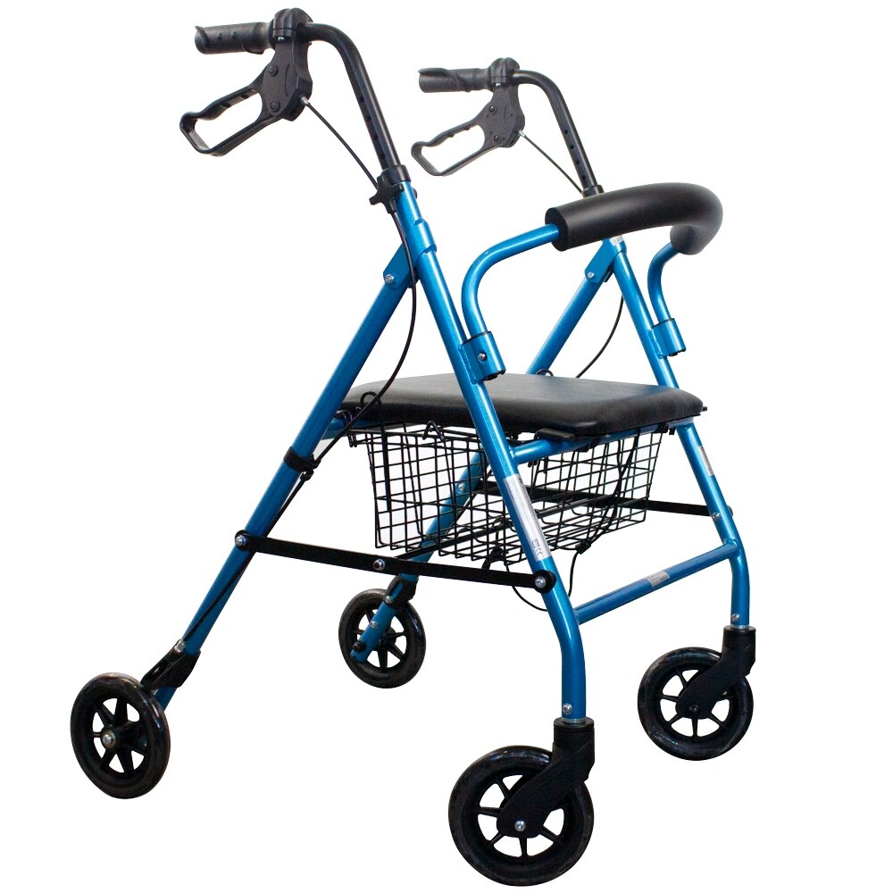 Imagen 0 de Andador plegable aluminio Para adultos Frenos Manetas Asiento y respaldo 4 ruedas Clinifcalfy Azul Turia