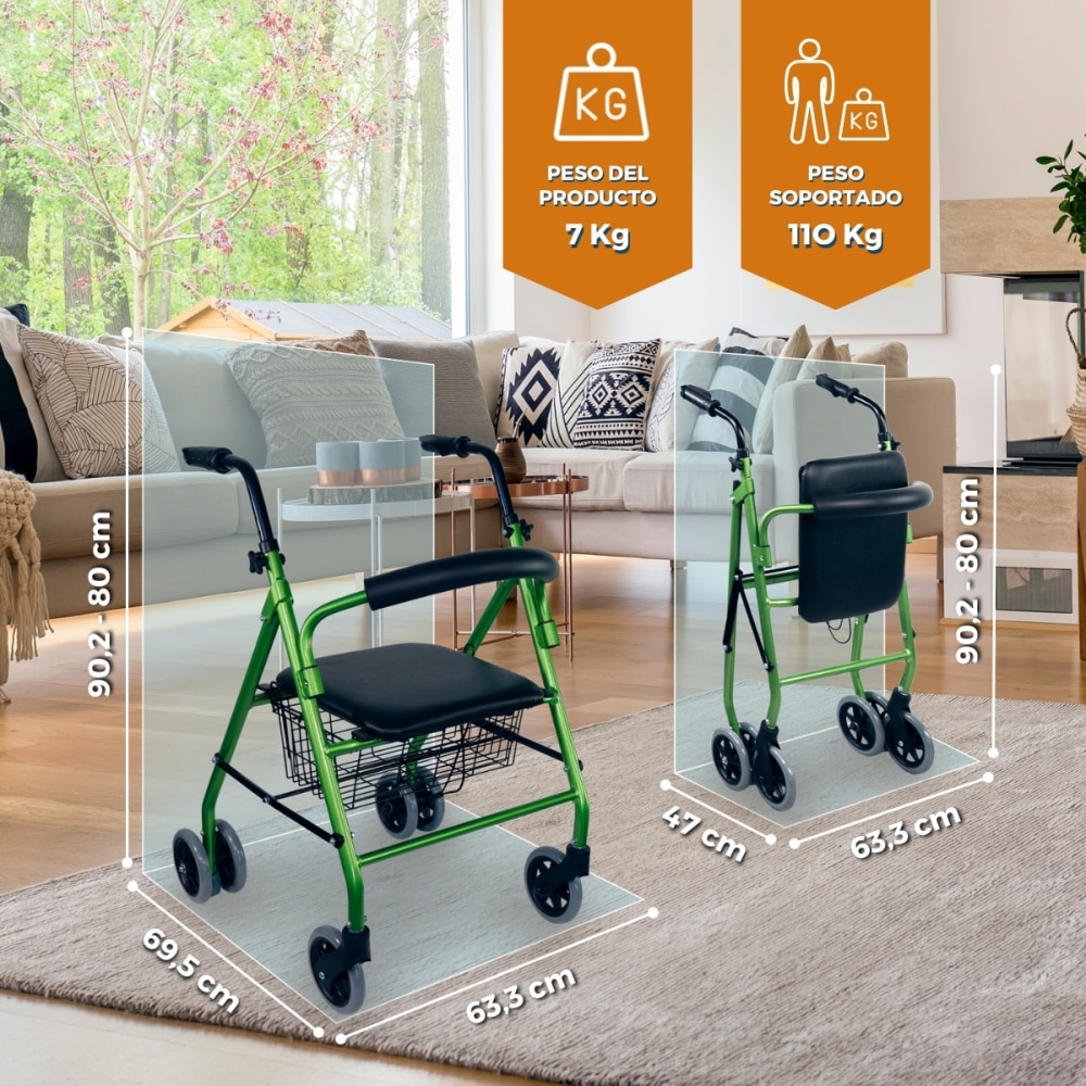 Andador para adultos Paterna Clinicalfy Verde-3