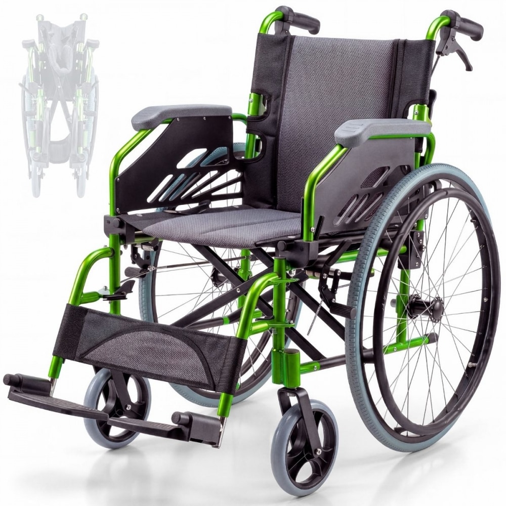 Imagen 0 de Silla de ruedas plegable aluminio respaldo partido verde Bolonia Mobiclinic