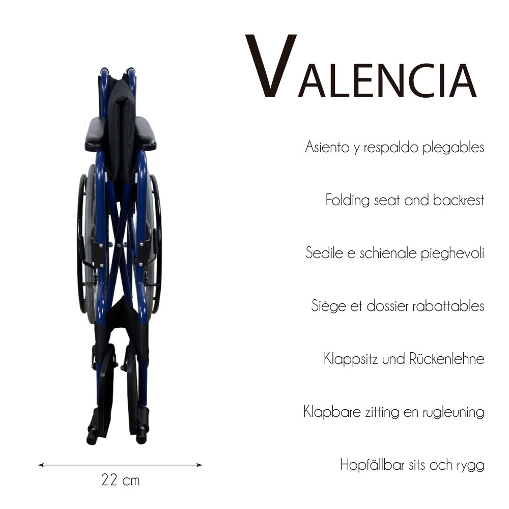 Imagen 2 de Silla de ruedas acero ancho 50cm Azul Valencia Clinifcalfy Azul