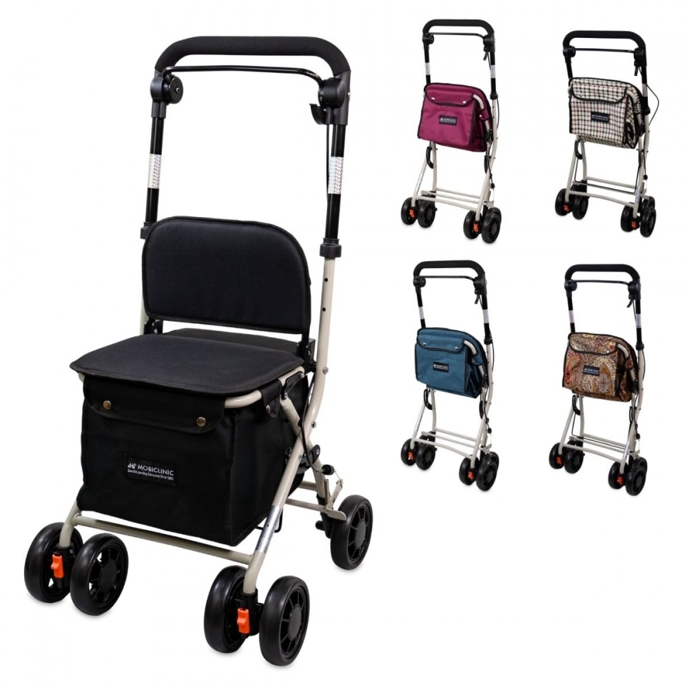 Carro compra con asiento andador plegable con bolsa Negro Coliseo Mobiclinic 1