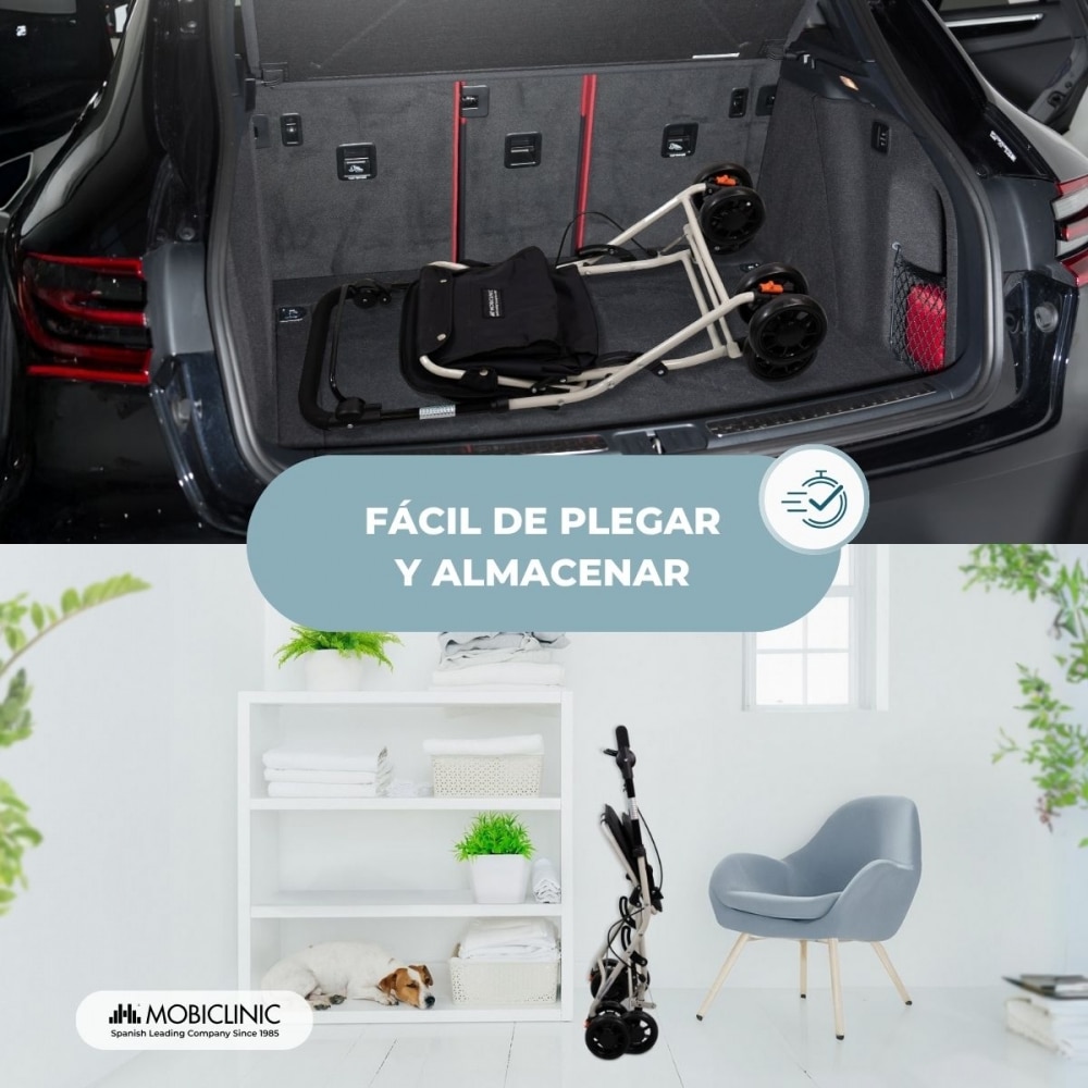 Carro compra con asiento andador plegable con bolsa Negro Coliseo Mobiclinic 5