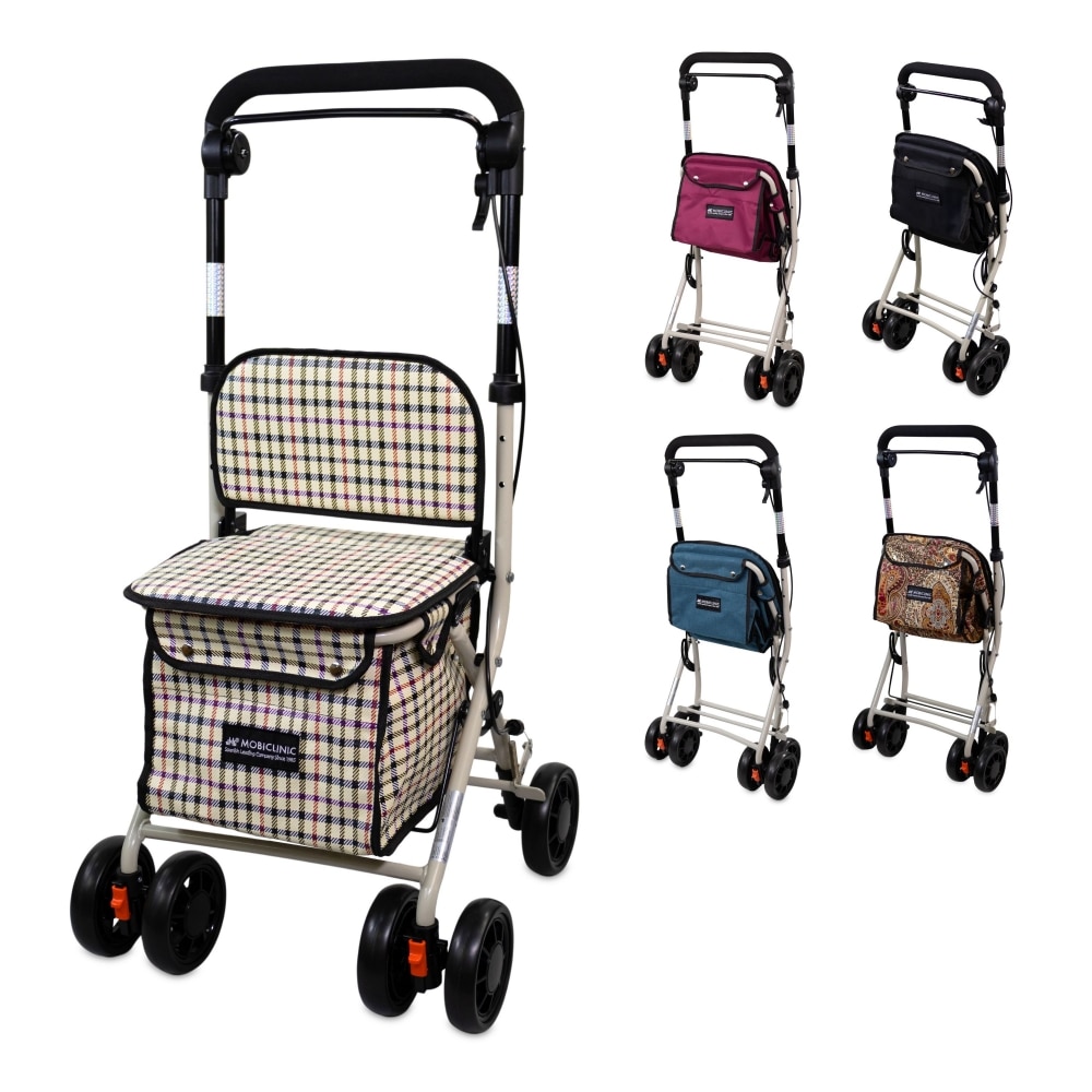 Carro compra con asiento andador plegable con bolsa Cuadros Coliseo Mobiclinic 1