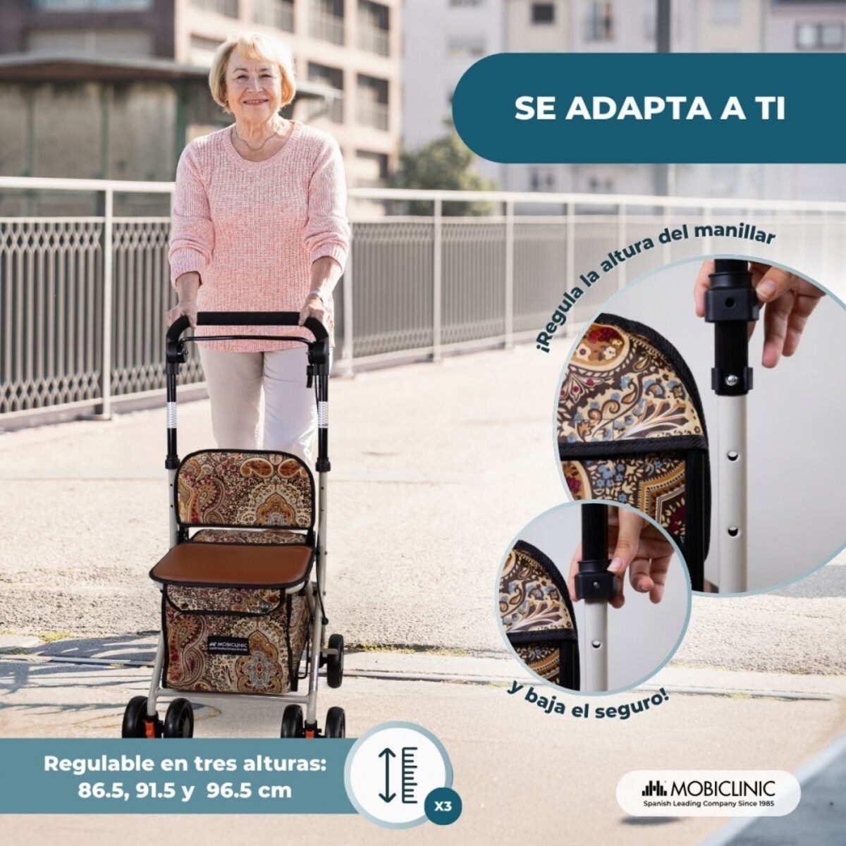 Carro compra andador plegable con bolsa estampado Coliseo  Mobiclinic 6