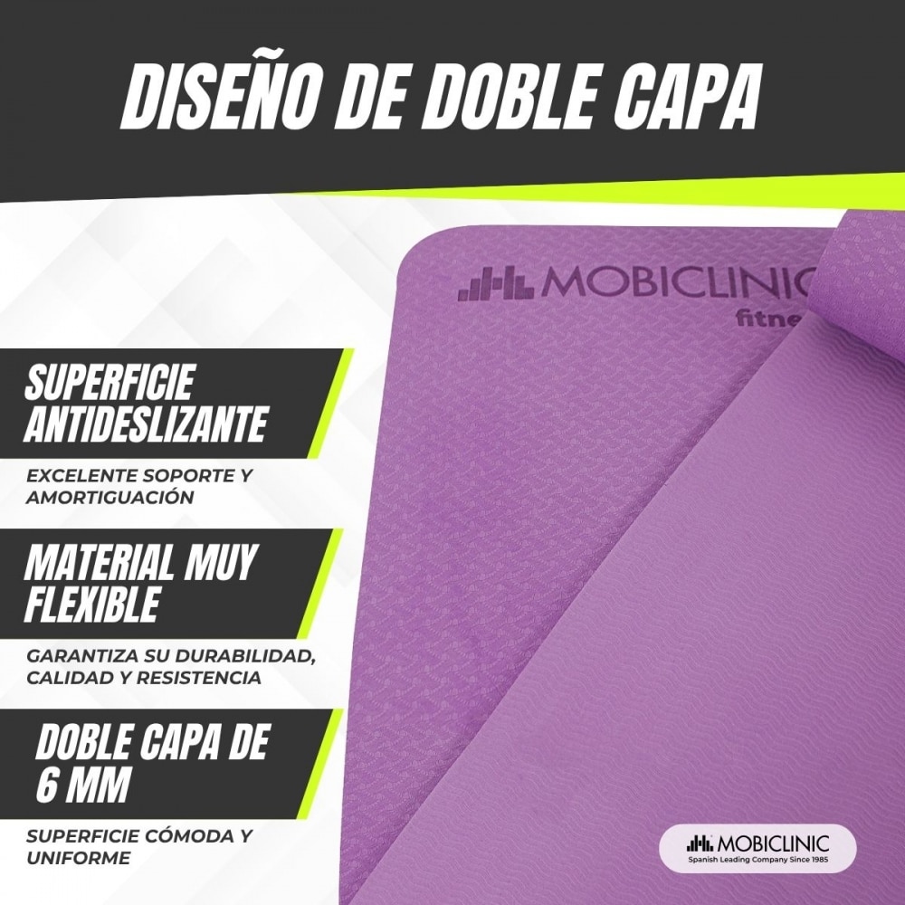Esterilla de yoga antideslizante flexible tpe lavable ecológico Ey-01 Mobiclinic Morado-3