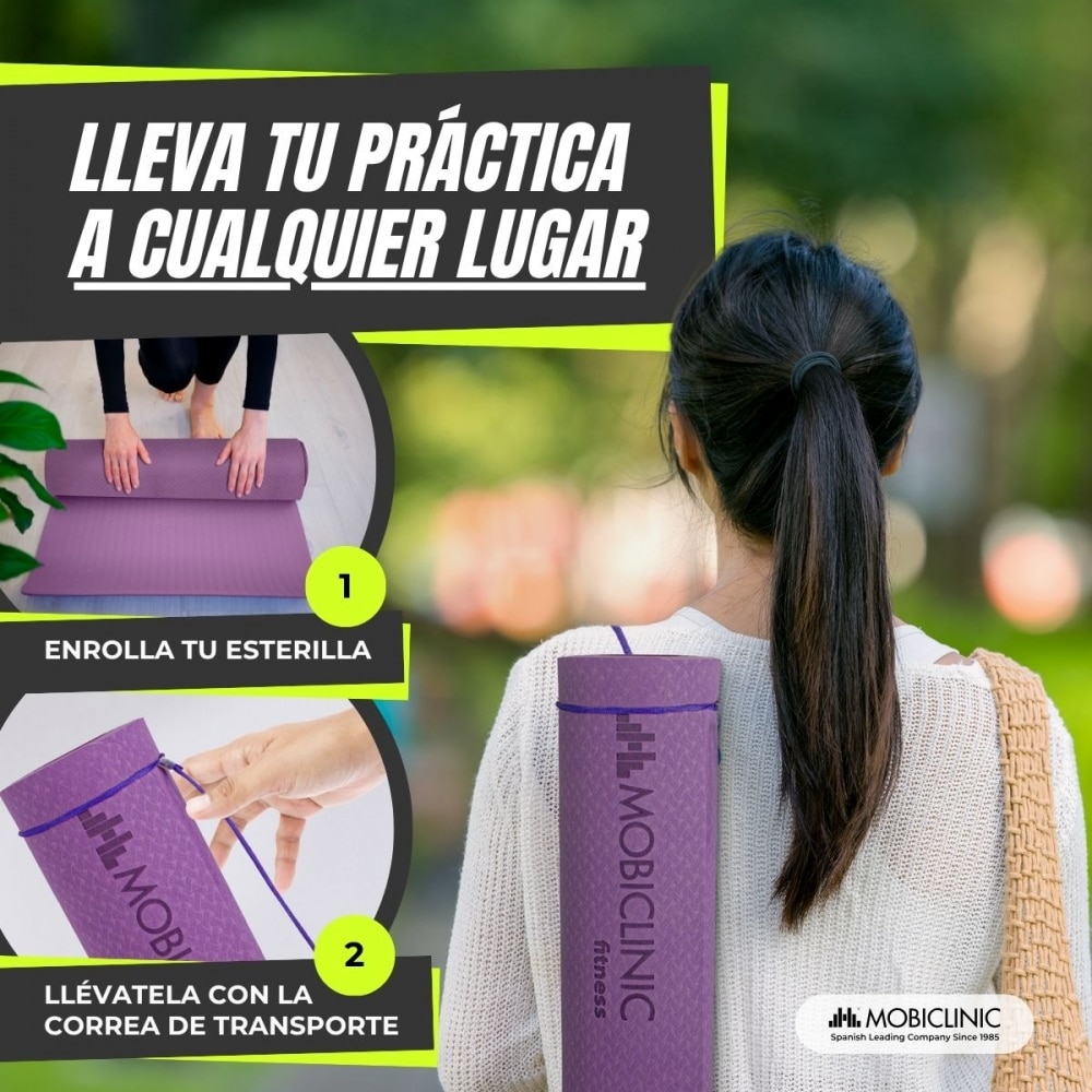 Esterilla de yoga antideslizante flexible tpe lavable ecológico Ey-01 Mobiclinic Morado-4