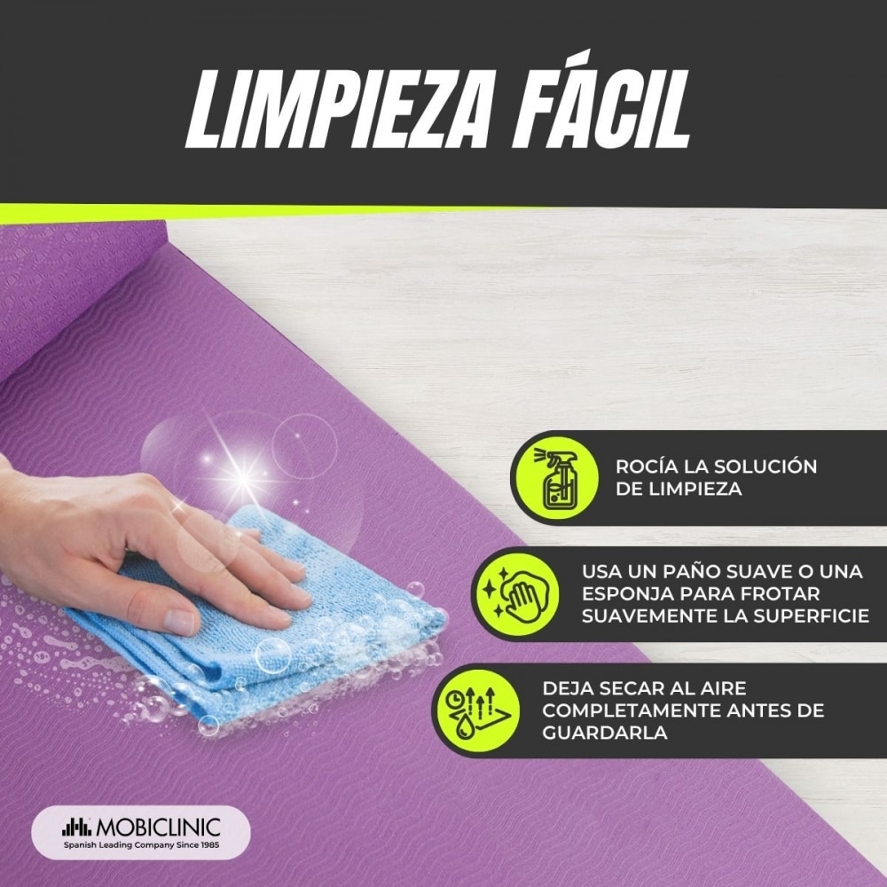 Esterilla de yoga antideslizante flexible tpe lavable ecológico Ey-01 Mobiclinic Morado-6