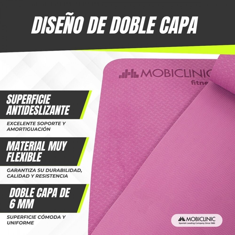 Imagen 3 de Esterilla de yoga antideslizante flexible tpe lavable ecológico EY-01 Mobiclinic Rosa
