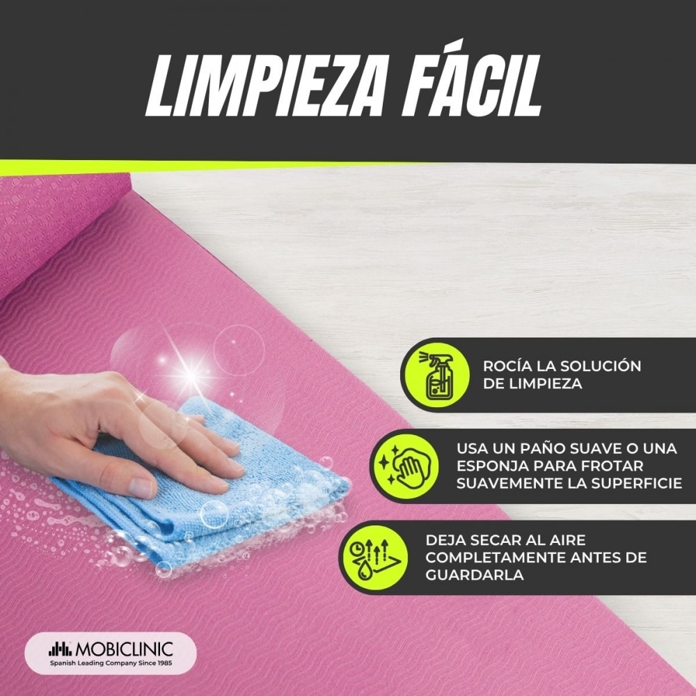 Imagen 6 de Esterilla de yoga antideslizante flexible tpe lavable ecológico EY-01 Mobiclinic Rosa