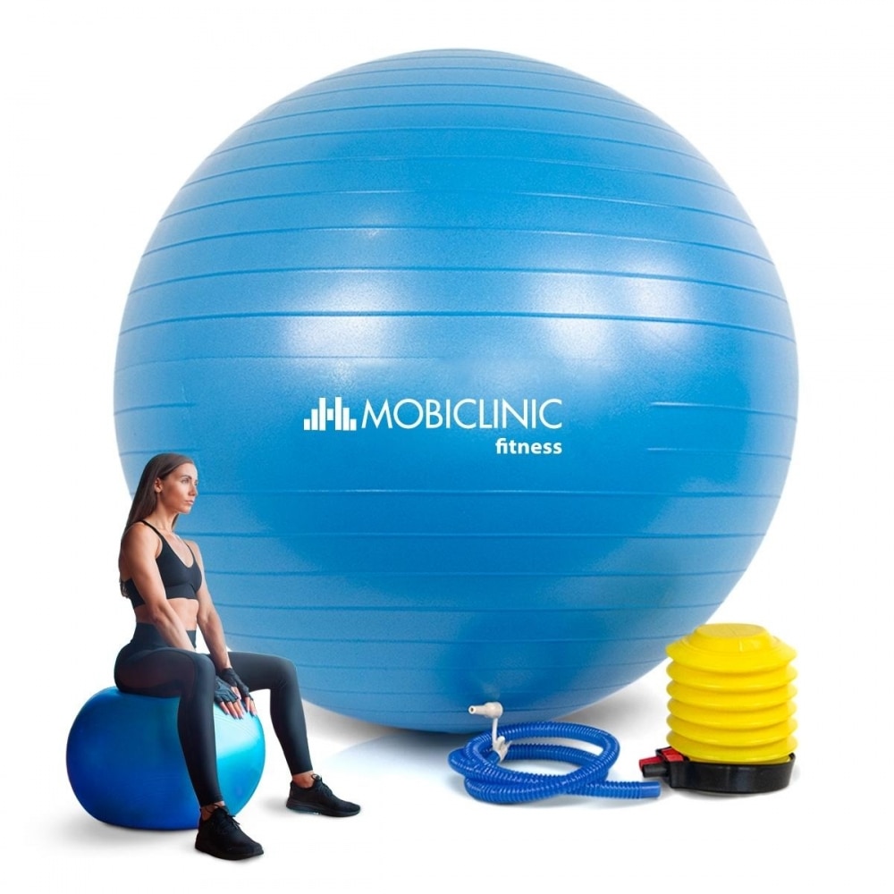 Pelota de pilates antideslizante anti-pinchazos con inflador 65cm azul PY-01 Mobiclinic