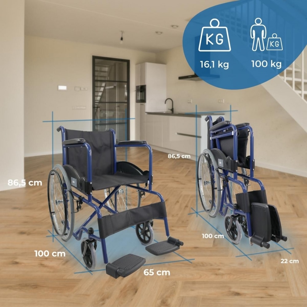 Silla de ruedas plegable ruedas pequeñas 46 cm Azul Marsella Mobiclinic Azul-3