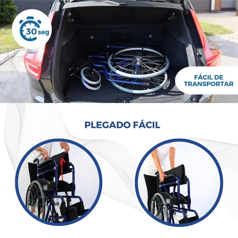 Silla de ruedas plegable ruedas pequeñas 46 cm Azul Marsella Mobiclinic Azul-4