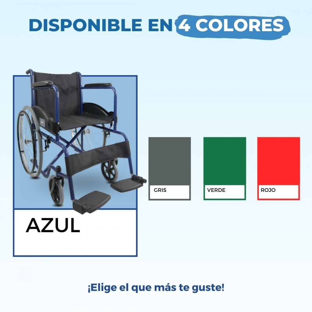 Silla de ruedas plegable ruedas pequeñas 46 cm Azul Marsella Mobiclinic Azul-6