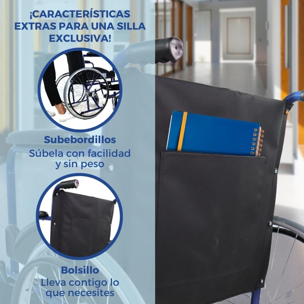 Silla de ruedas plegable ruedas pequeñas 46 cm Azul Marsella Mobiclinic Azul-7