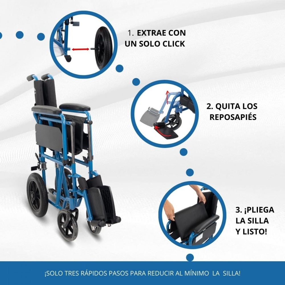 Silla de ruedas plegable ruedas pequeñas 46 cm Gris Marsella Mobiclinic Plata-4