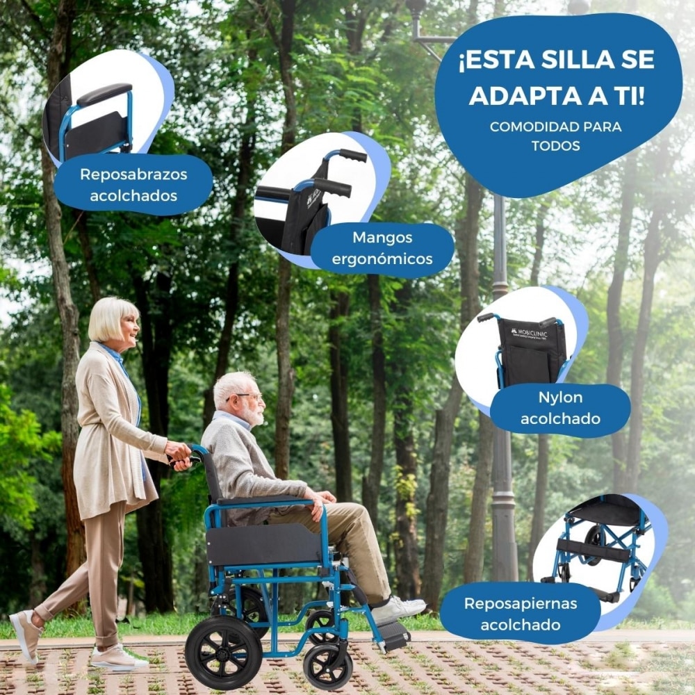 Silla de ruedas plegable ruedas pequeñas 46 cm Gris Marsella Mobiclinic Plata-5