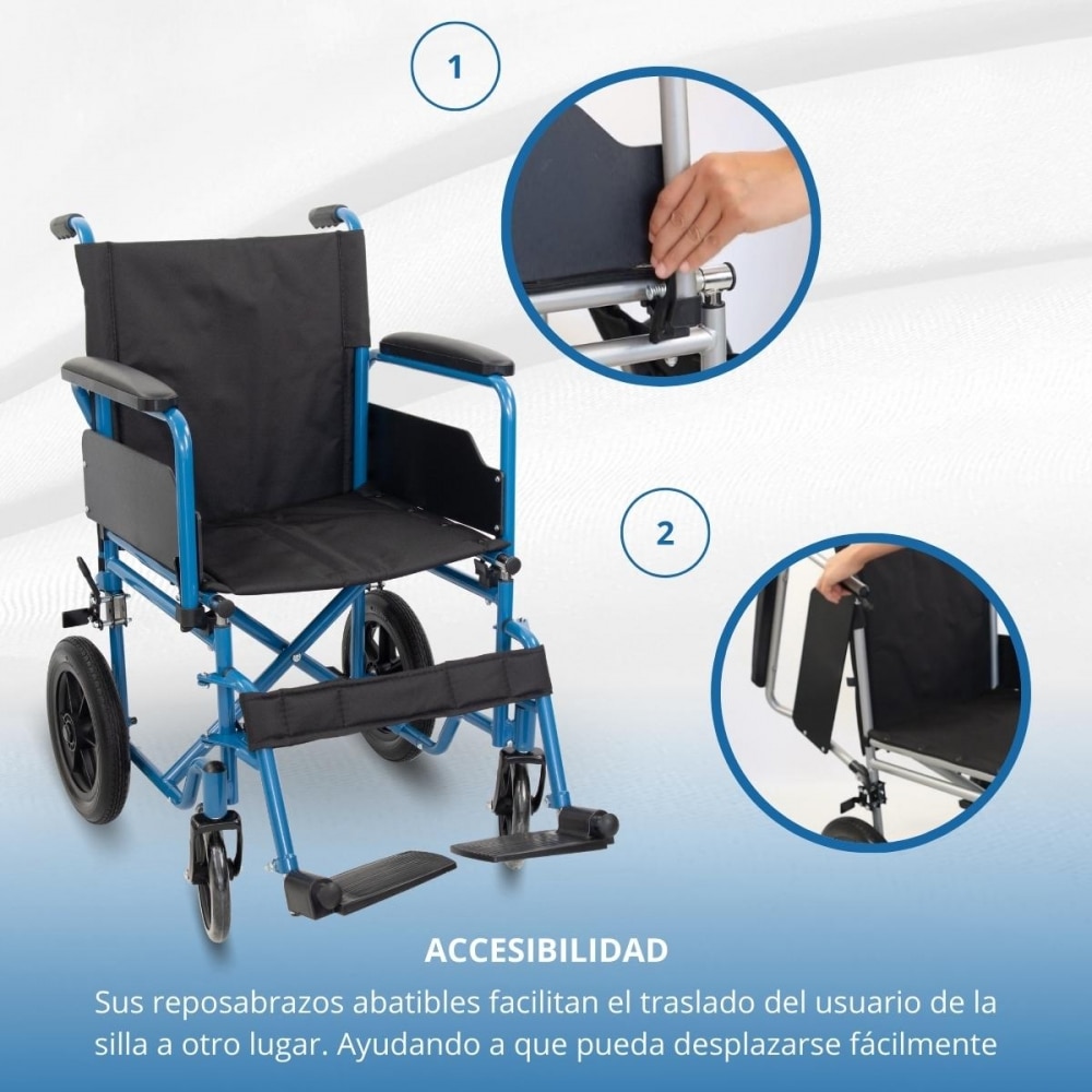 Silla de ruedas plegable ruedas pequeñas 46 cm Gris Marsella Mobiclinic Plata-7