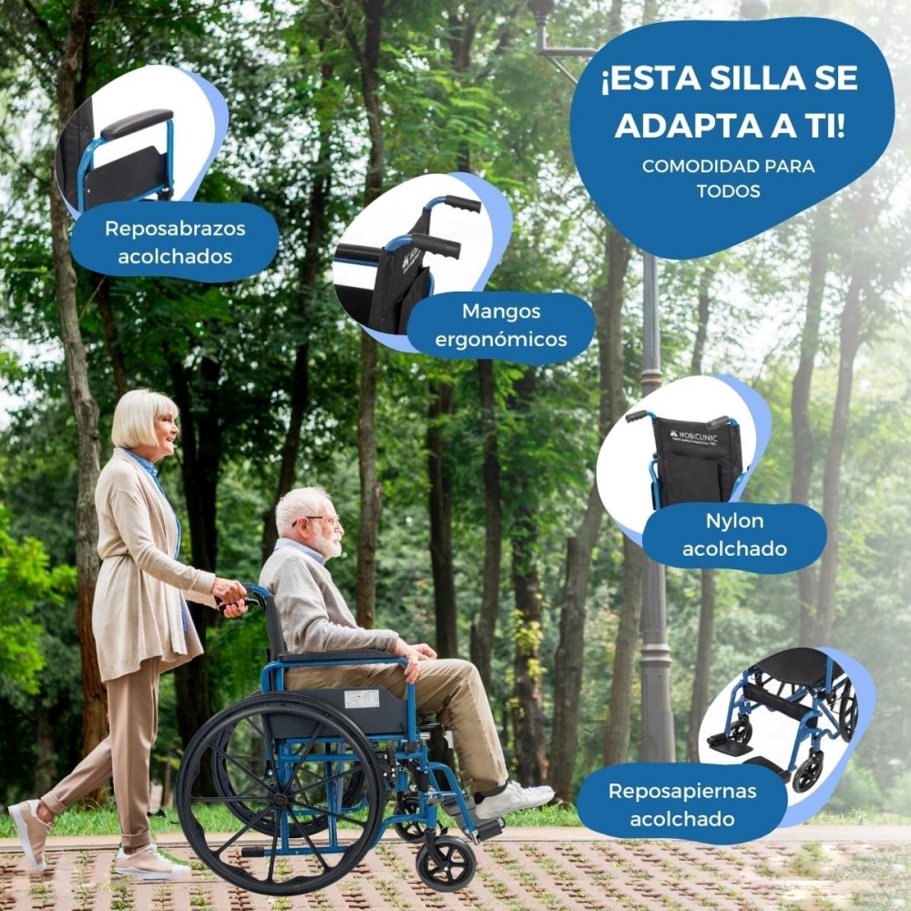 Silla de ruedas plegable ruedas grandes 46 cm Gris Marsella Mobiclinic Plata-5