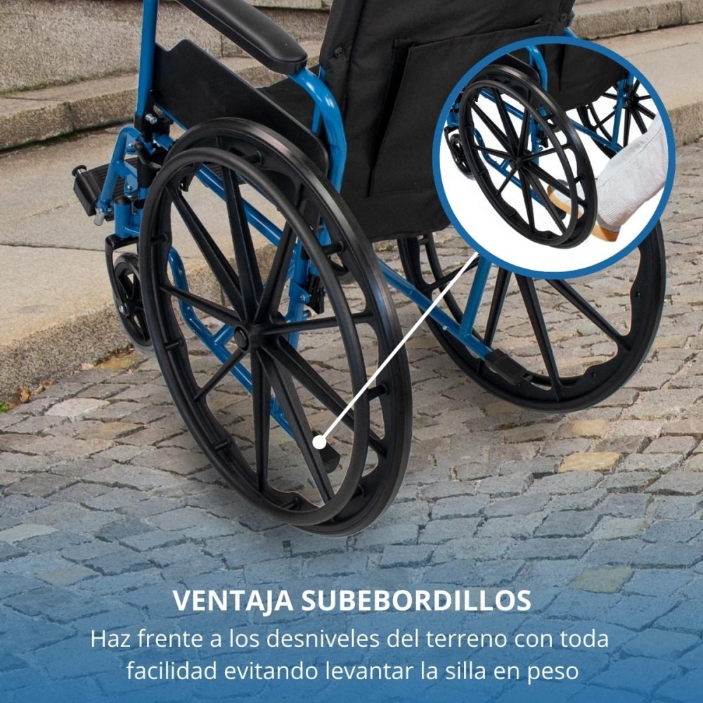 Silla de ruedas plegable ruedas grandes 46 cm Gris Marsella Mobiclinic Plata-6