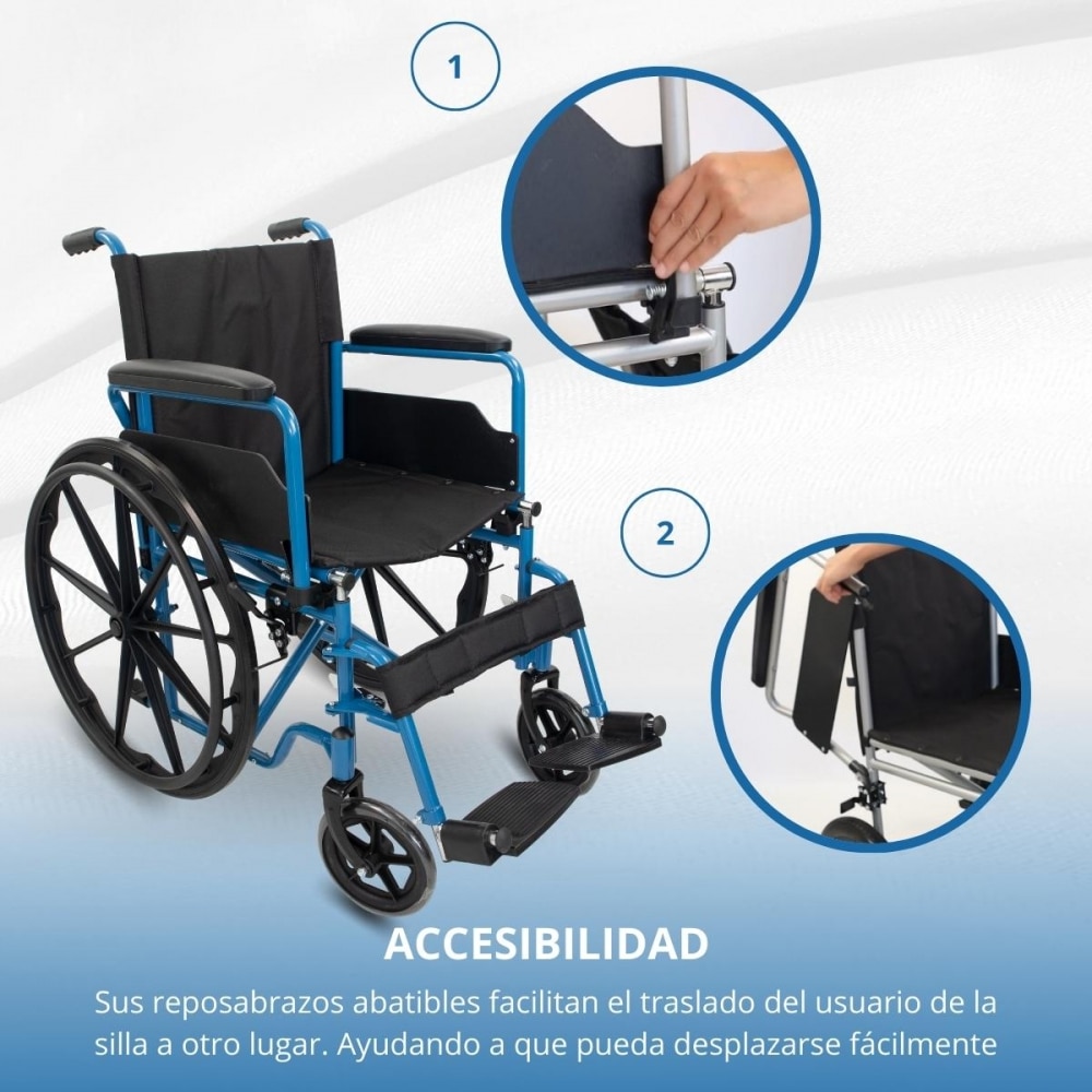 Silla de ruedas plegable ruedas grandes 46 cm Gris Marsella Mobiclinic Plata-7