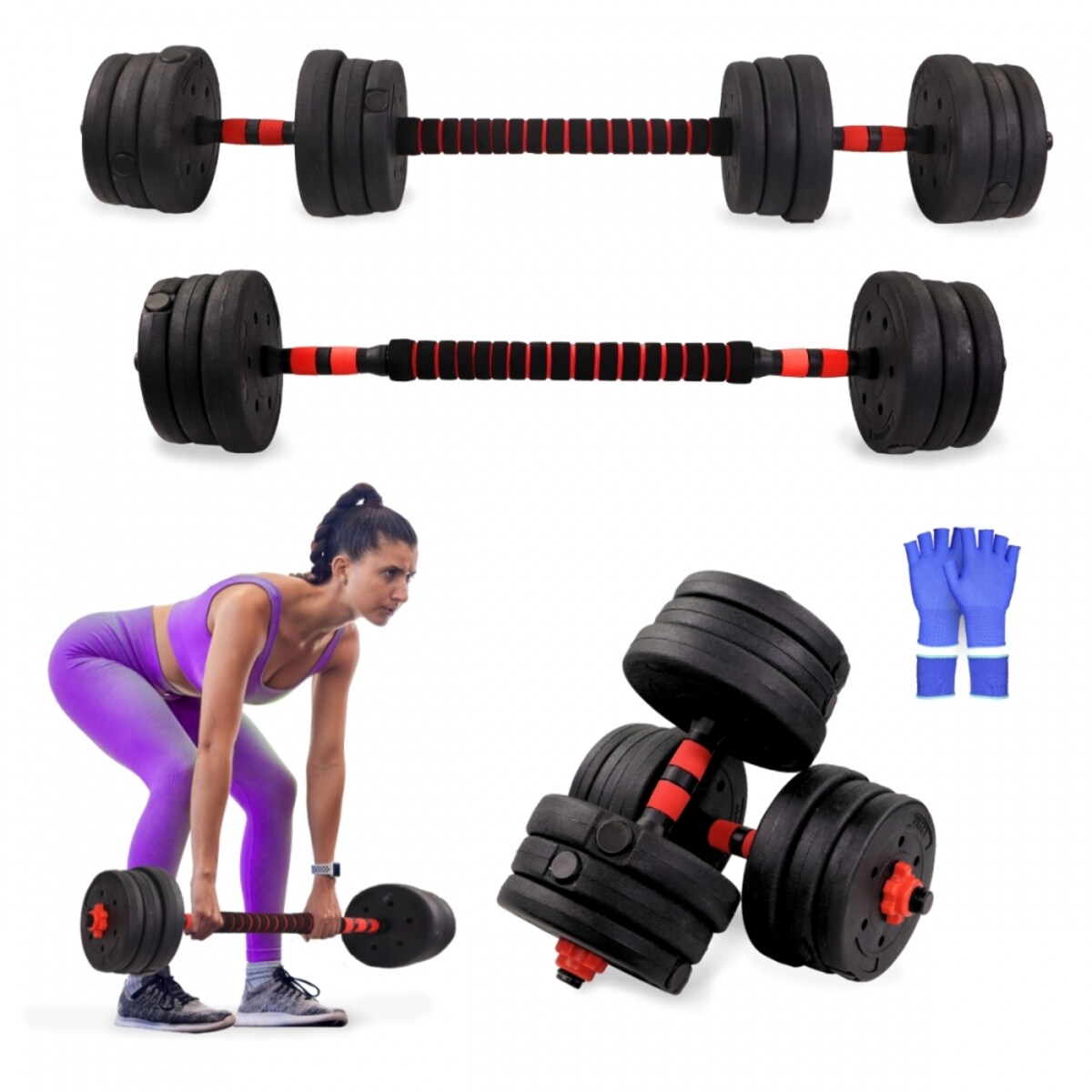 Mancuernas ajustables ExtenFit Mobiclinic Negro-1