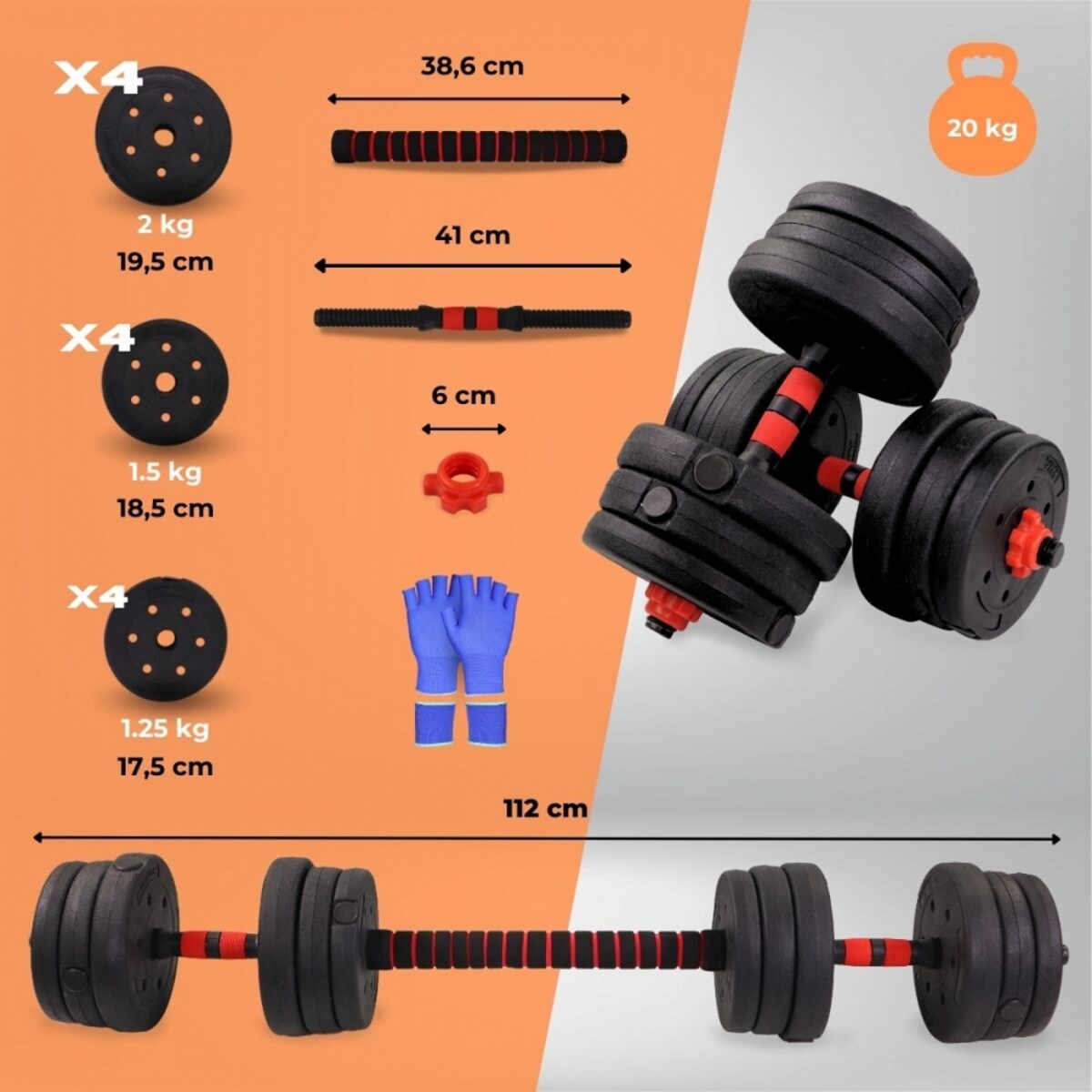 Mancuernas ajustables ExtenFit Mobiclinic Negro-2