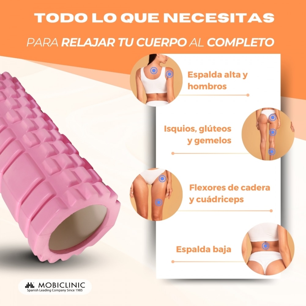 Rodillo de masaje Gomaespuma FitRoller Mobiclinic Rosa-4