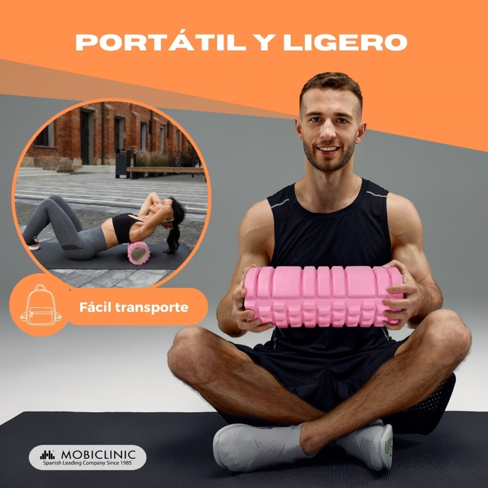 Rodillo de masaje Gomaespuma FitRoller Mobiclinic Rosa-5