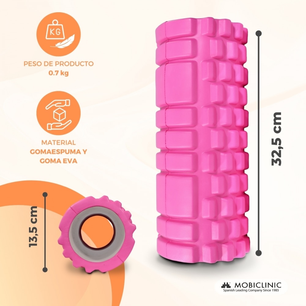 Rodillo de masaje Gomaespuma FitRoller Mobiclinic Rosa chicle-2
