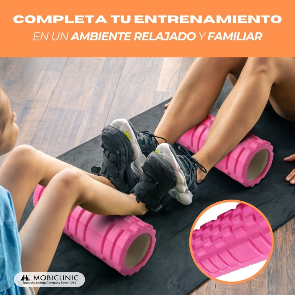 Rodillo de masaje Gomaespuma FitRoller Mobiclinic Rosa chicle-3