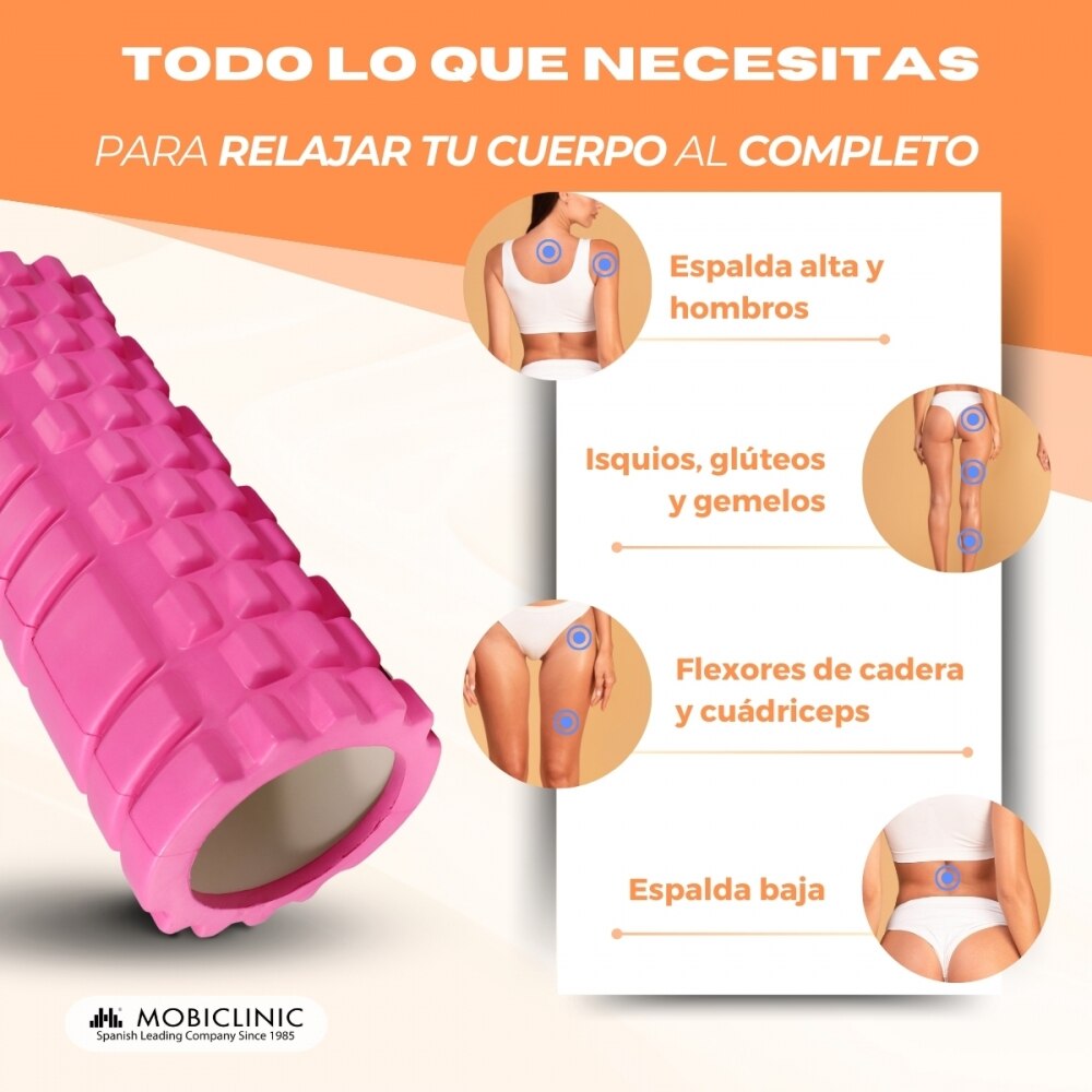 Rodillo de masaje Gomaespuma FitRoller Mobiclinic Rosa chicle-4