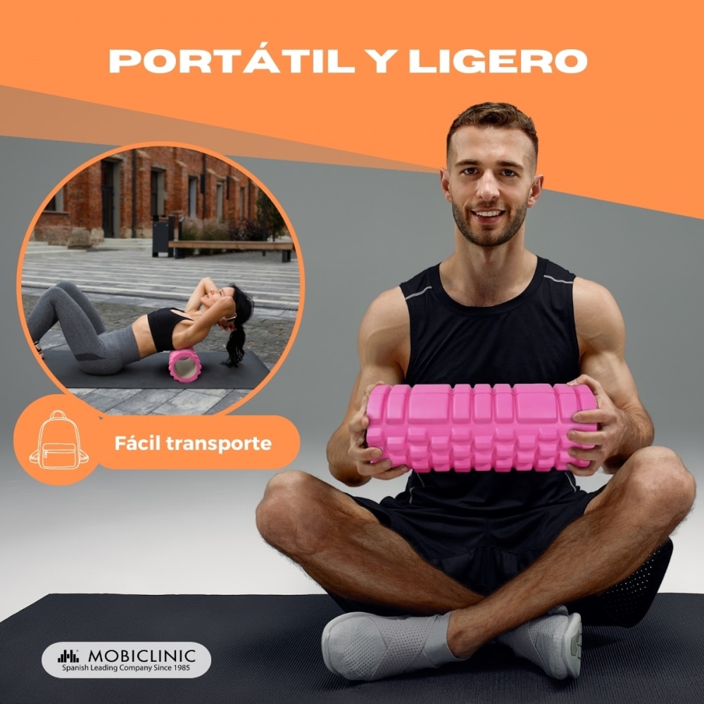 Rodillo de masaje Gomaespuma FitRoller Mobiclinic Rosa chicle-5