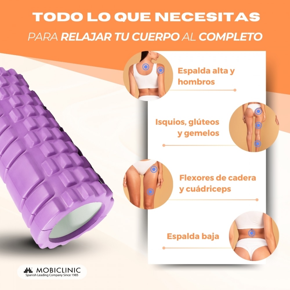 Rodillo de masaje Gomaespuma FitRoller Mobiclinic Morado-4