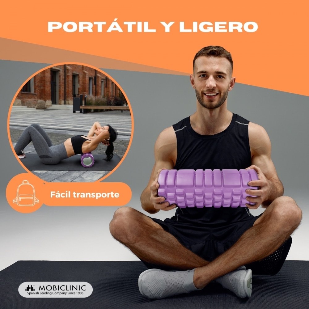 Rodillo de masaje Gomaespuma FitRoller Mobiclinic Morado-5