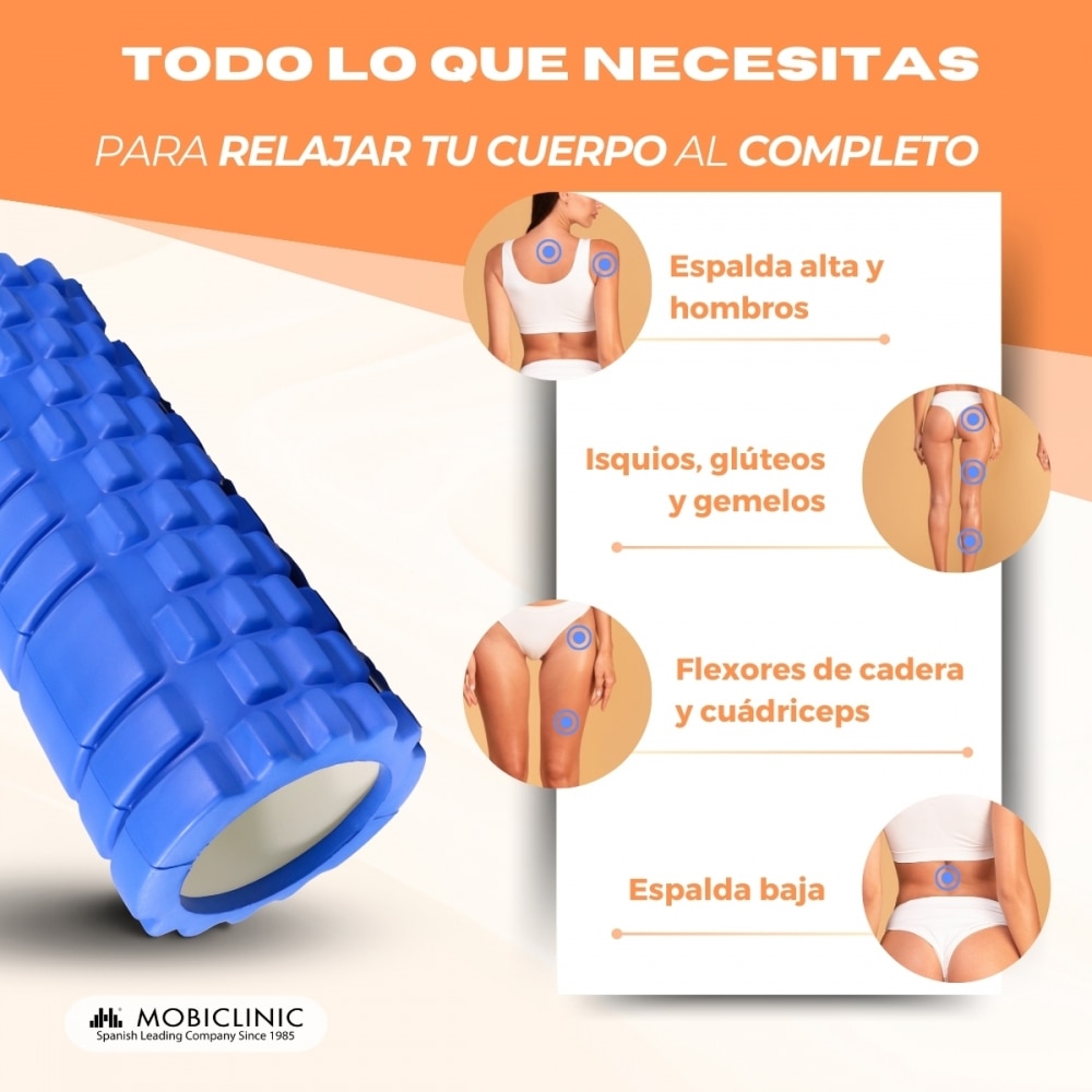 Rodillo de masaje Gomaespuma FitRoller Mobiclinic Azul-4