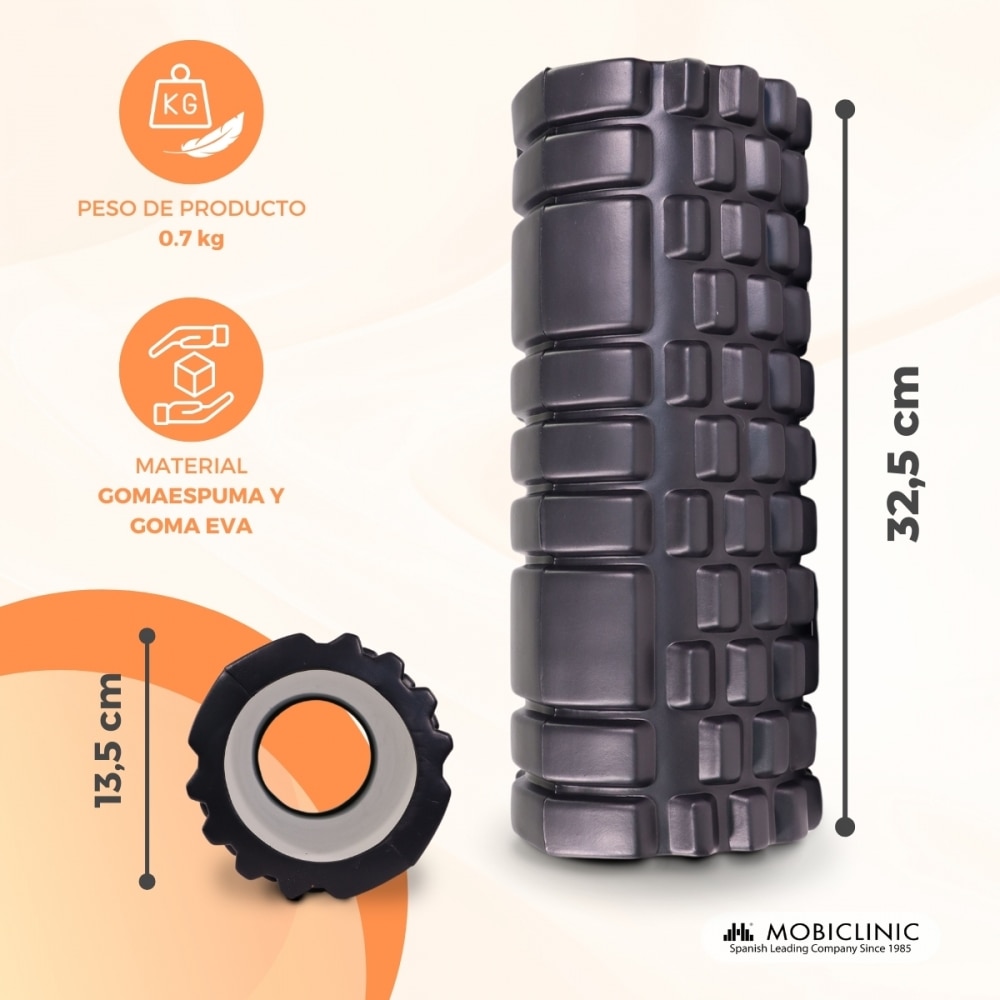 Rodillo de masaje Gomaespuma FitRoller Mobiclinic Negro-2