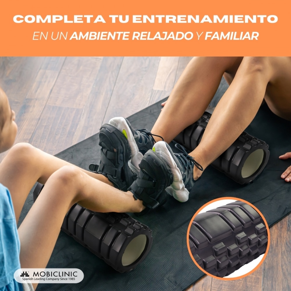 Rodillo de masaje Gomaespuma FitRoller Mobiclinic Negro-3
