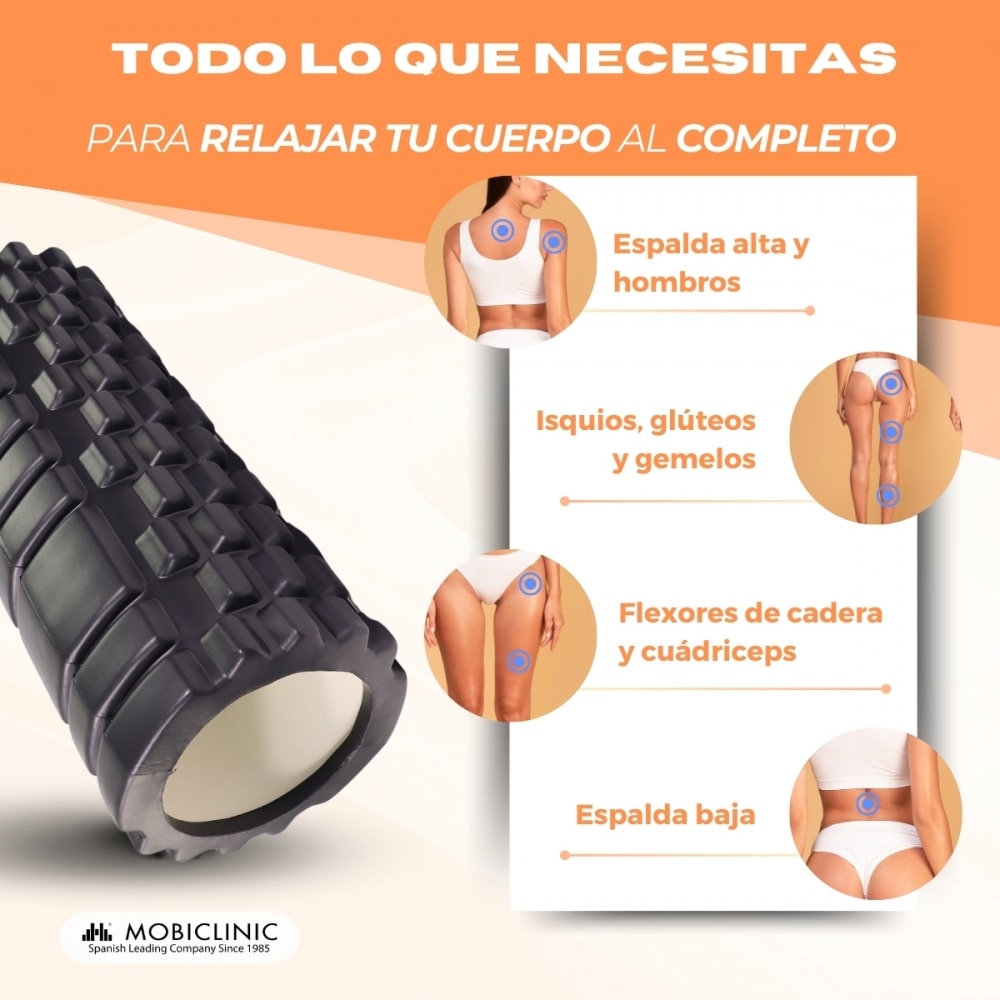Rodillo de masaje Gomaespuma FitRoller Mobiclinic Negro-4