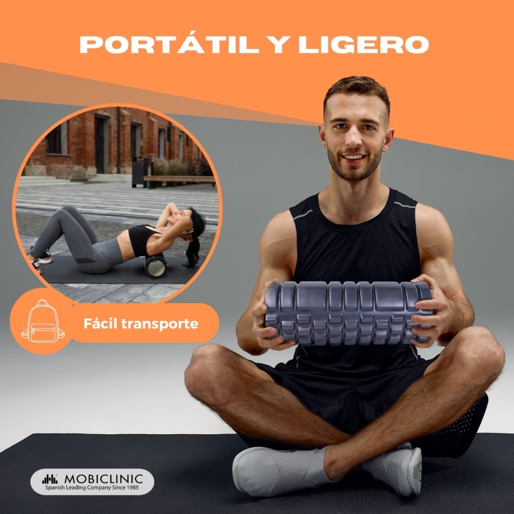 Rodillo de masaje Gomaespuma FitRoller Mobiclinic Negro-5