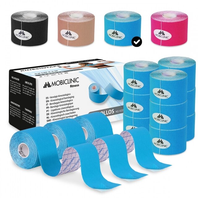 Imagen 0 de Expositor Kinesiotape Mobiclinic Mobitape Venda neuromuscular 5cm x 5m 12 uds Azul