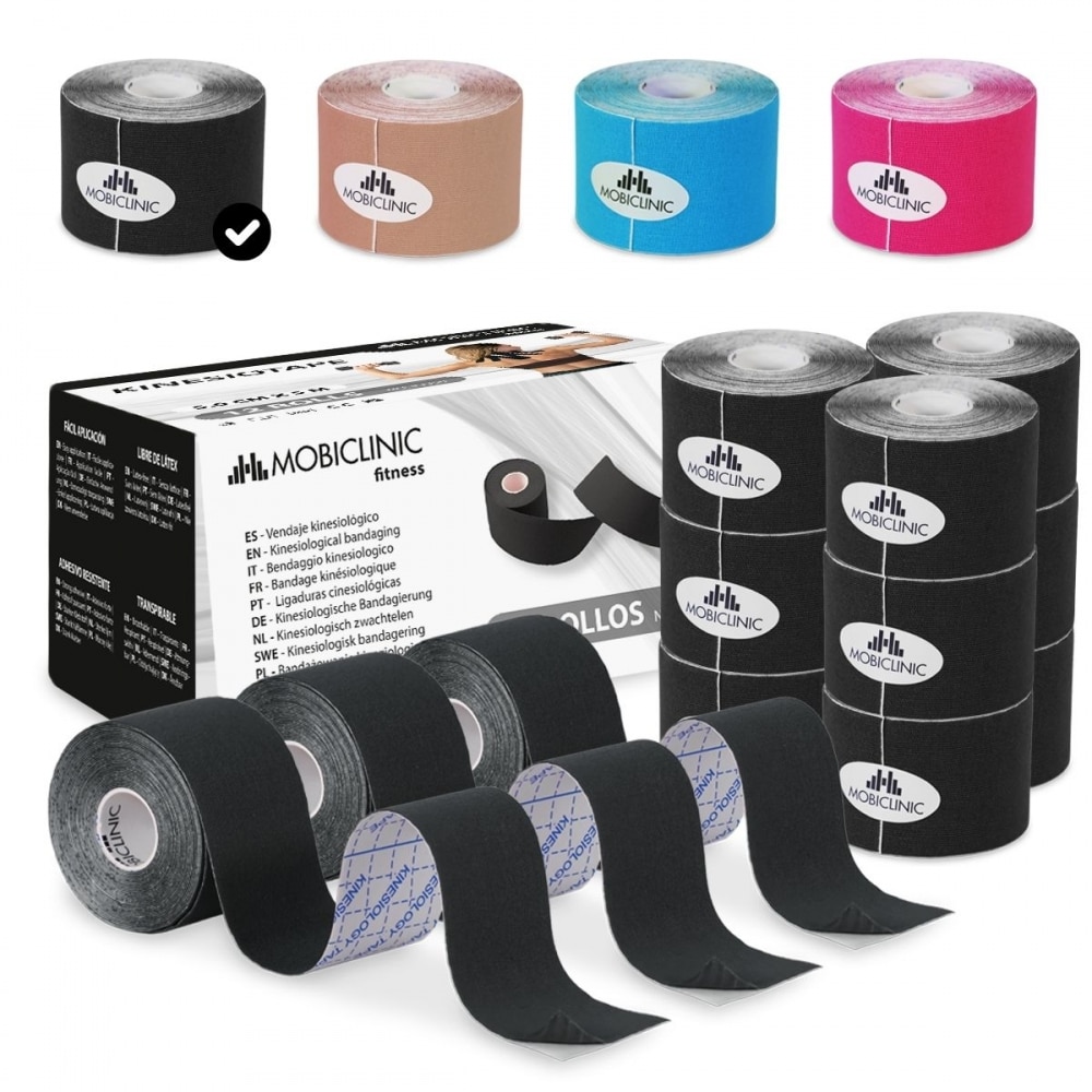 Imagen 0 de Expositor Kinesiotape Mobiclinic Mobitape Venda neuromuscular 5cm x 5m 12 uds Negro