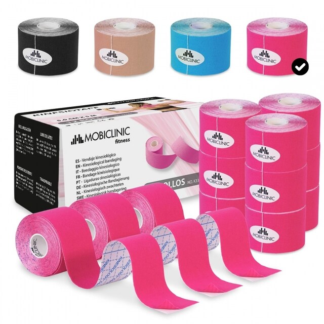 Imagen 0 de Expositor Kinesiotape Mobiclinic Mobitape Venda neuromuscular 5cm x 5m 12 uds Rosa