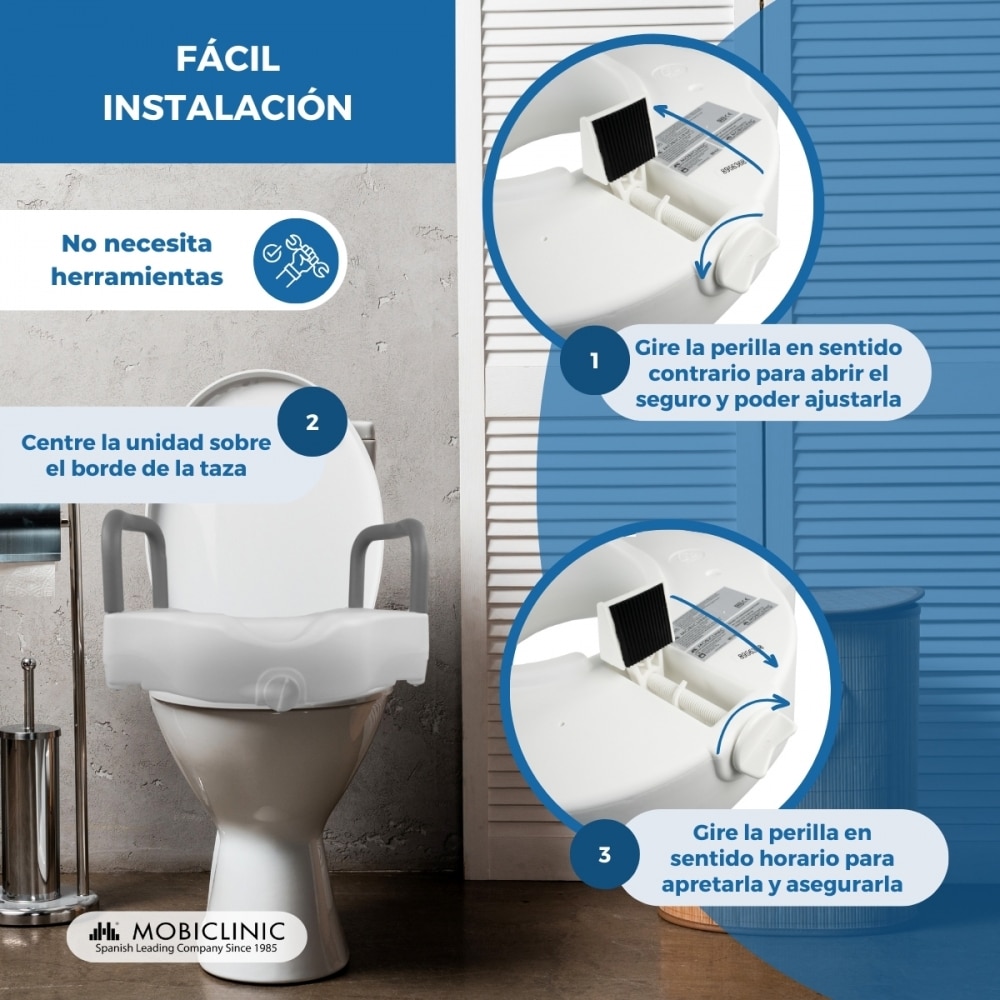 Elevador wc pvc reposabrazos 16 cm Cibeles Mobiclinic 3